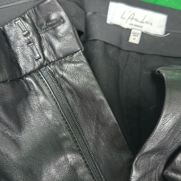 L'Academie Black Leather Dress Pants with Sleek Finish - Size Medium - NWOT - Picture 5 of 7